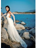 Ivory Lace Chiffon Open Back Dreamy Wedding Dress Ivory Lace Chiffon Open Back Dreamy Wedding Dress